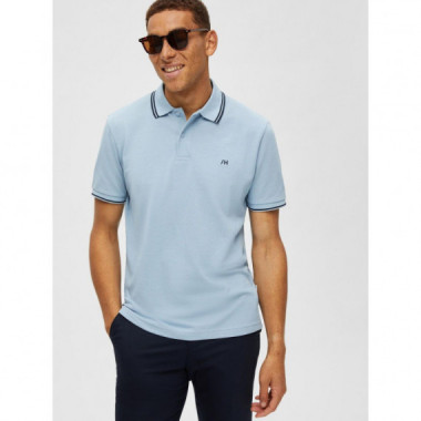 Polo Selected celeste diseño rayas