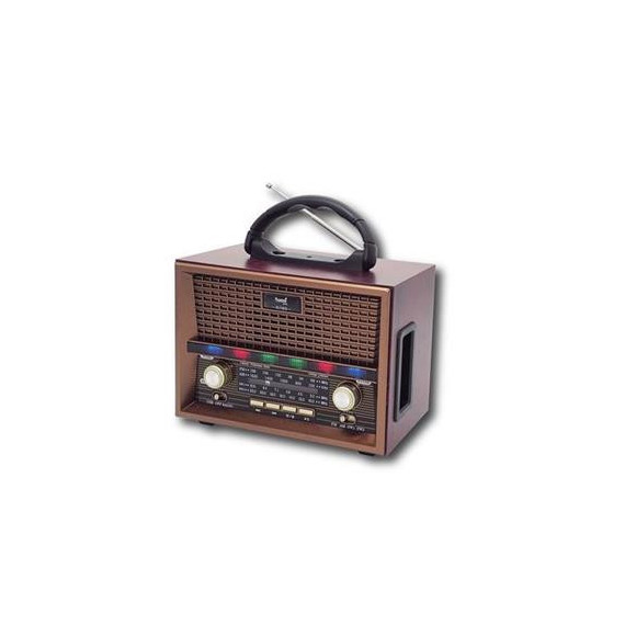 SAMI Radio Vintage 4 Bandas RS-11818 con Usb/micro S/bluetooth Luces Disco Pilas y Corriente Madera