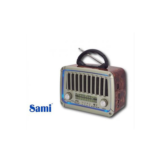 SAMI Radio Vintage 3 Bandas RS-11819 con Usb/micro S/aux In/bluetooth Luz Led Linterna, Madera