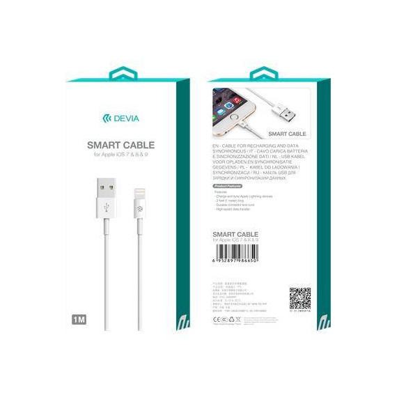 DEVIA Smart Cable Lightning 2MTRS Blanco