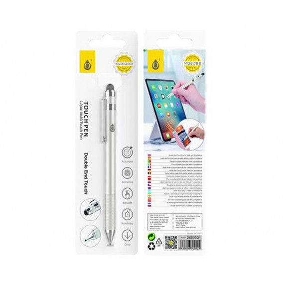 ONE+ Lapiz Tactil Universal para Tablet - Smartphones   NG6032 / Blanco/ 2X Puntas Tactiles