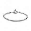 PANDORA PANDORA Pulsera Moments en Plata de Ley Cadena de Serpiente con Cierre en T 599082C00