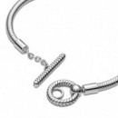 PANDORA PANDORA Pulsera Moments en Plata de Ley Cadena de Serpiente con Cierre en T 599082C00