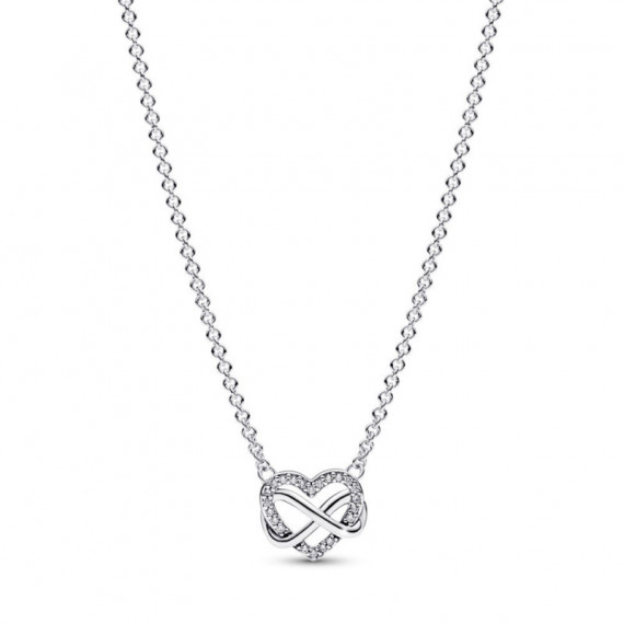 PANDORA Collar en Plata de Ley Corazón Infinito Brillante 392666C01