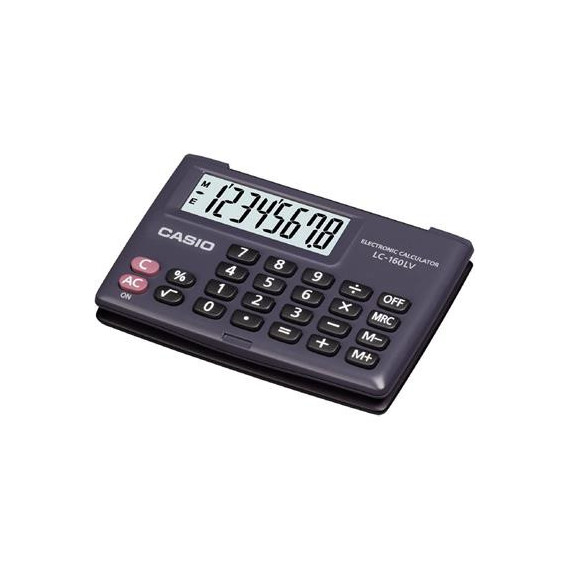 CASIO Calculadora 8 Digitos LC-160LV-BK-W con Tapa Negra
