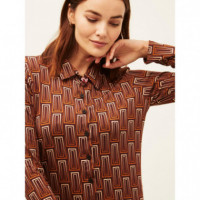 Camisas y Tops Camisa XANTIK Brown Geometric Lines