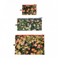 Pack de 3 Neceseres BAGGU Flat Pouch Set Photo Florals