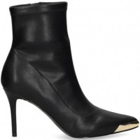 Botin Punta Metal Piel Licra Negro  VERSACE JEANS