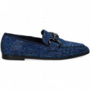 Mocasin Eslabon Terciopelo Azul  VIBES