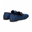 Mocasin Eslabon Terciopelo Azul  VIBES