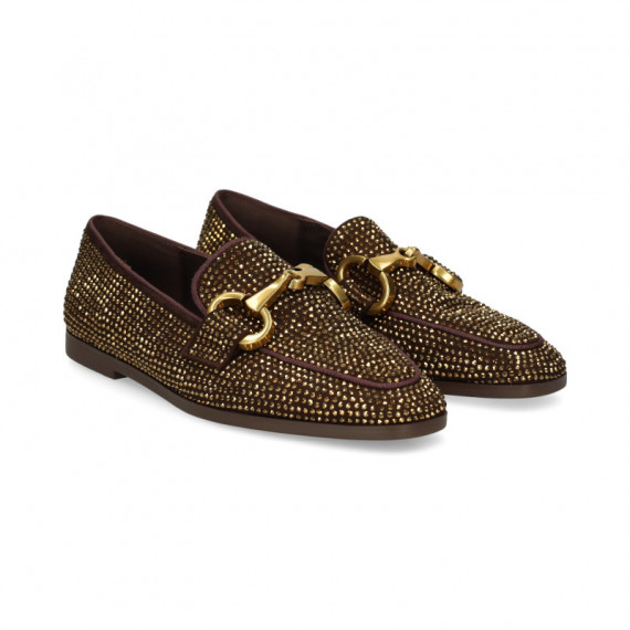 Mocasin Eslabon Terciopelo Marron  VIBES