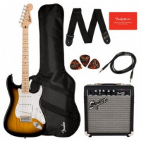 FENDER 037-1720-603 Pack Guitarra Squier STR.AMPL.10G Funda Cable Correa