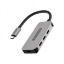 Hub SITECOM Usb-c a 4XUSB-A 3.0 Aluminio/negro (CN-385)