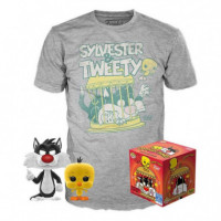 Set Figura Pop & Tee Looney Tunes Sylvestre And Tweety Flocked Exclusive  FUNKO