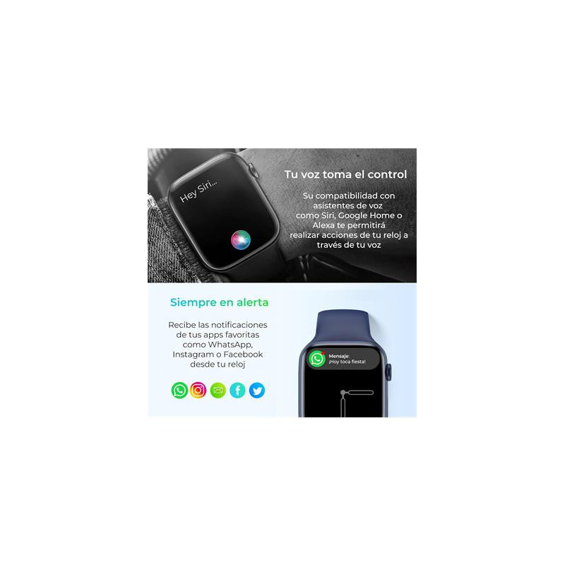 KSIX Urban 4 Reloj Inteligente con Llamadas y Notificaciones, Smartwatch  con Modos Deportivos, Pulsera Actividad, Monitor de Salud, Gran Pantalla  2,15, Asistente de Voz, App iOS y Android, Plata : : Electrónica