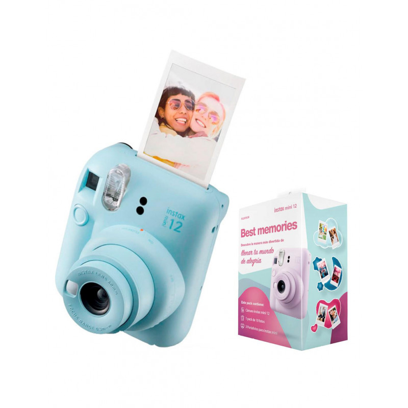 Fujifilm Pack Best Memories Instax Mini 12 Pastel Blue Camara Instantanea +  Film Instax Mini 10ud.