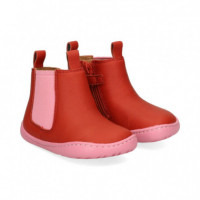 Elasticos Lados Rosa Botin Piel Rojo  CAMPER