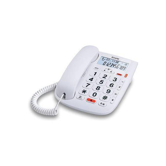 ALCATEL Telefono Fijo Sobremesa Tmax 20 Blanco con Teclas Grandes,funcion Audio Boost