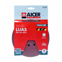 Pack 5 Lijas 180MM GR40 Velcro AICER