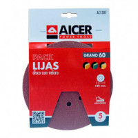 Pack 5 Lijas 180MM GR60 Velcro AICER