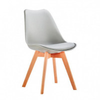 Silla Estilo Escandinavo 48X53X82CM Gris Serie Mumbai MOMI