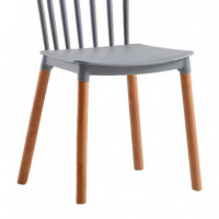 Silla Estilo Nórdico 43X43X84CM Gris Serie Quebec MOMI