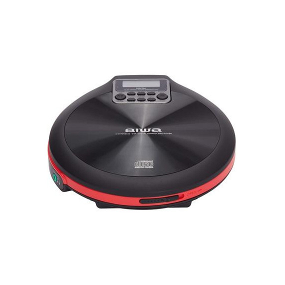 AIWA  Reproductor CD Portatil Discman PCD-810RD Negro Rojo  Anti Shock Incluye 2X Pilas, Auricular