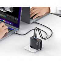 Cargador Rapido 100W Dual USB + Usb-c +usb-a Negro Usam  USAMS