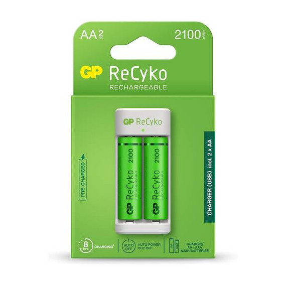 GP Cargador USB Aa/aaa con Pack 2 Pilas Aa 2100MAH