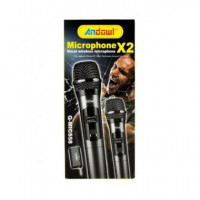 ANDOWL Pack 2 Microfonos Inalambricos con Receptor Jack 6.3MM Q-MIC558