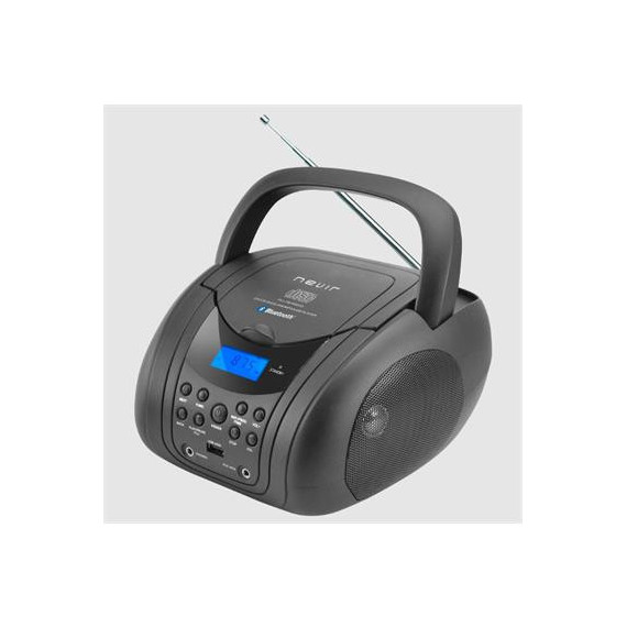 NEVIR Reproductor Radio, CD,MP3 Portatil NVR-483 Bt,usb Negro