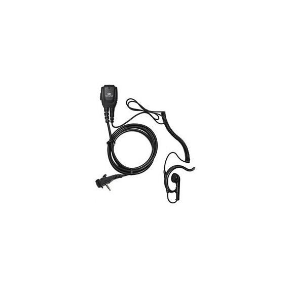 KOMUNICA Micro Auricular para Vertex Yaesu PWR-23-VX351 Cable Rizado Negro con Orejera