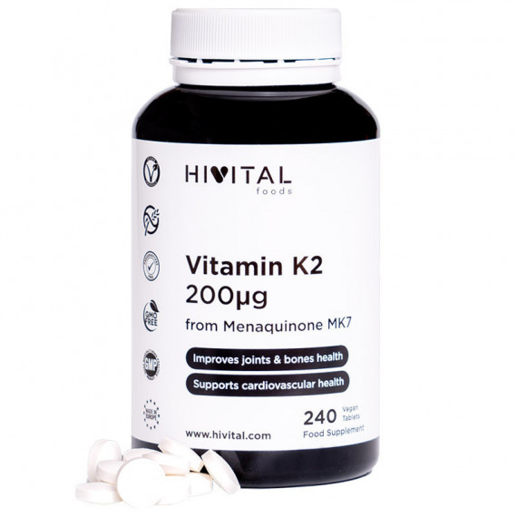 Vitamina K2 MK7 200 Mcg | 240 Comprimidos Veganos  HIVITAL