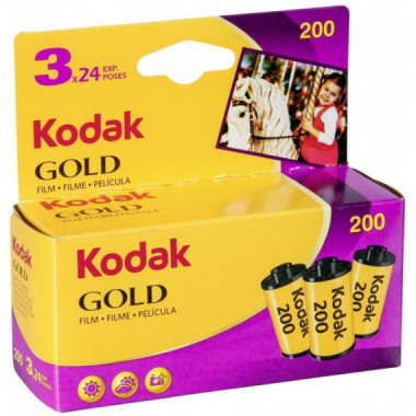 Carrete KODAK Gold 200 35MM 24EXP Pack 3