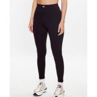 Tjw Xs Badge Seam Rib Legging Black  TOMMY JEANS