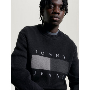 Tjm Rlx Tonal Flag Sweater Black  TOMMY JEANS