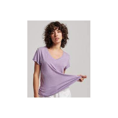 Camiseta flameada de mujer con cuello de pico Superdry