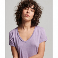 Camiseta Flameada de Mujer con Cuello de Pico SUPERDRY