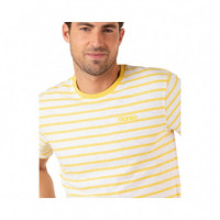 Camisetas EL GANSO Hombre Raya Amarilla Fondo Blanco