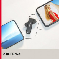 Pendrive SANDISK Ixpand Luxe Memoria Flash 128 Gb 2 en 1 con Conectores Lightning y USB Type-c para Iphone y Ipad