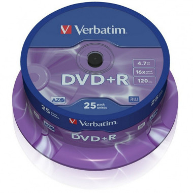 Bobina 25 Unds DVD +r VERBATIM 16X 4.7GB