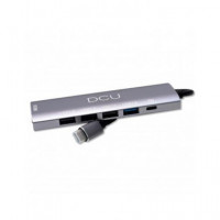 DCU Cable Adaptador Tipo-c/m a Hdmi/h 4K 30HZ ,hub 3XUSB 2.0,1X USB 3.0 5GBPS Aluminio 391168