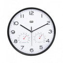 TREVI Reloj Pared Circular Analogico 30CMS con Higrometro y Termometro OM3510T