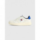 Sneaker TOMMY JEANS Basket Blanco Crema - Azul