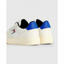 Sneaker TOMMY JEANS Basket Blanco Crema - Azul