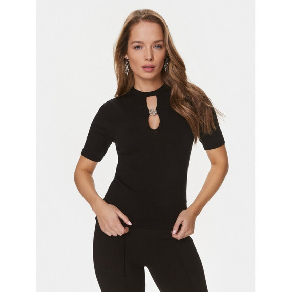 Rylee Rn Ss Cut-out Top Swtr Jet Black a  GUESS