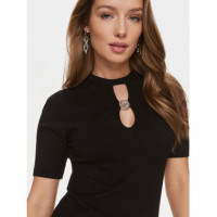 Rylee Rn Ss Cut-out Top Swtr Jet Black a  GUESS