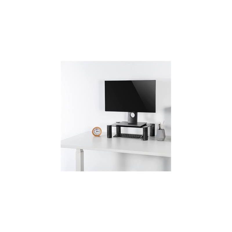 MR01C-109 - Soporte Elevador Cristal para Monitor/Portátil, Negro