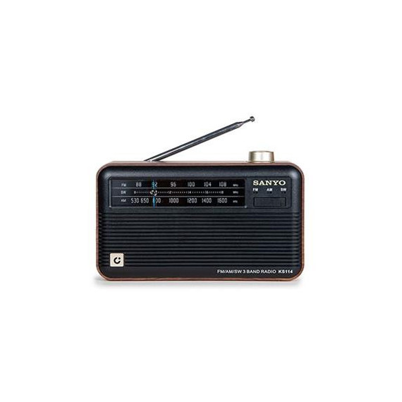 SANYO Radio Analogica Am/fm Borde Madera con Bateria Recargable KS114 -  Guanxe Atlantic Marketplace