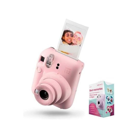 FUJIFILM Camara Instantanea Mini 12 con Pack 10 FOTOS+3 Portafotos Color Rosa Blossom